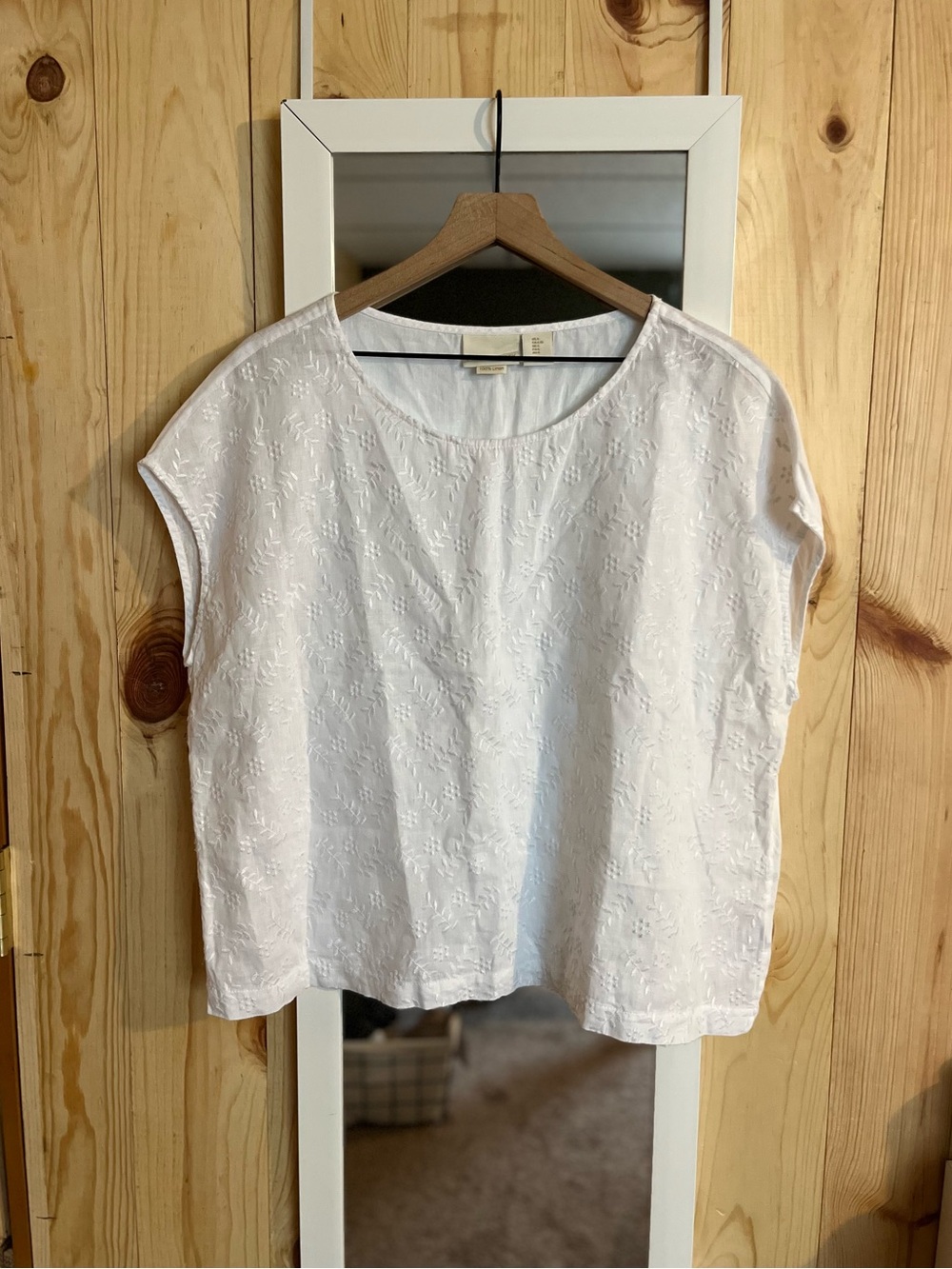 Cynthia Rowley Embroidered White 100% Linen Blouse
